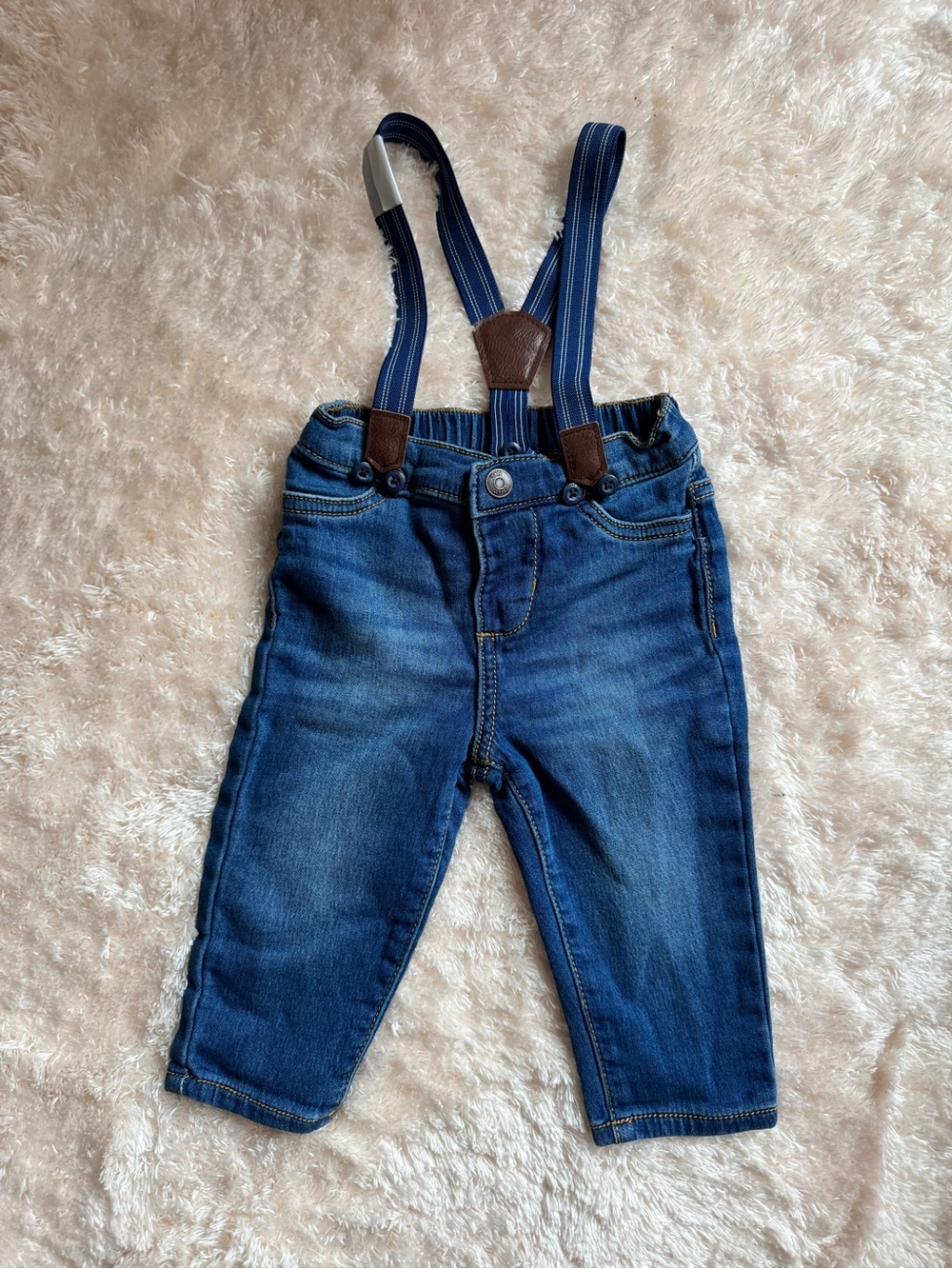 Baby Bgosh Jeans with Navy Striped Suspenders